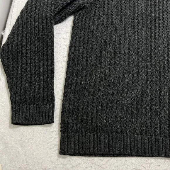 Eddie Bauer Men's XL Henley Sweater Heavyweight Dark Gray Pullover Button Up - Picture 6 of 11